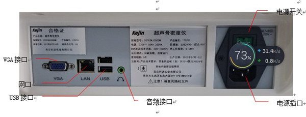 OSTEOKJ3000M、OSTEOKJ3000M+、OSTEOKJ3000S、OSTEOKJ3000S+型號骨密度儀接口示意圖